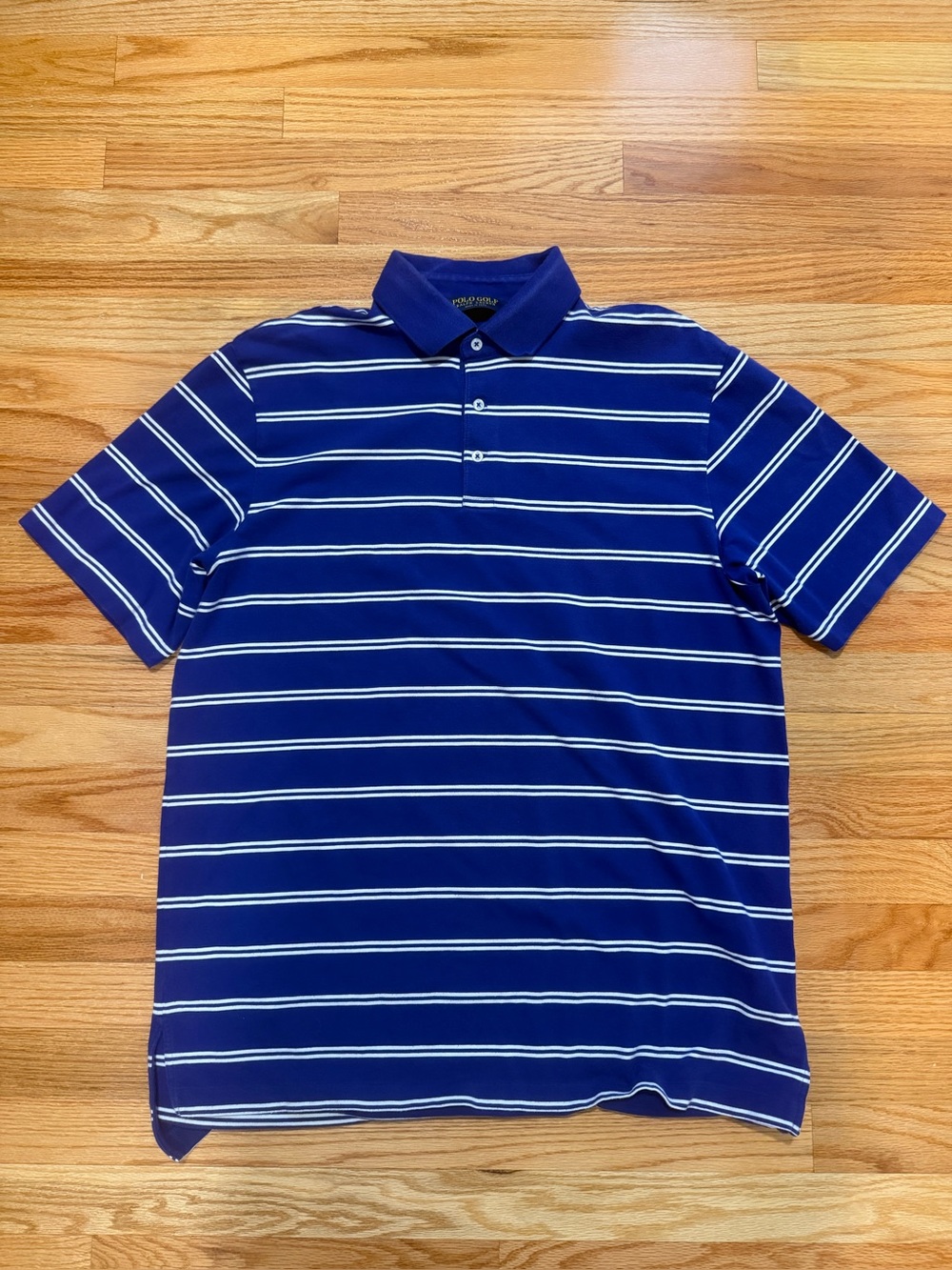 Polo Golf Ralph Lauren Men’s Large Blue White Striped Pima Cotton Polo